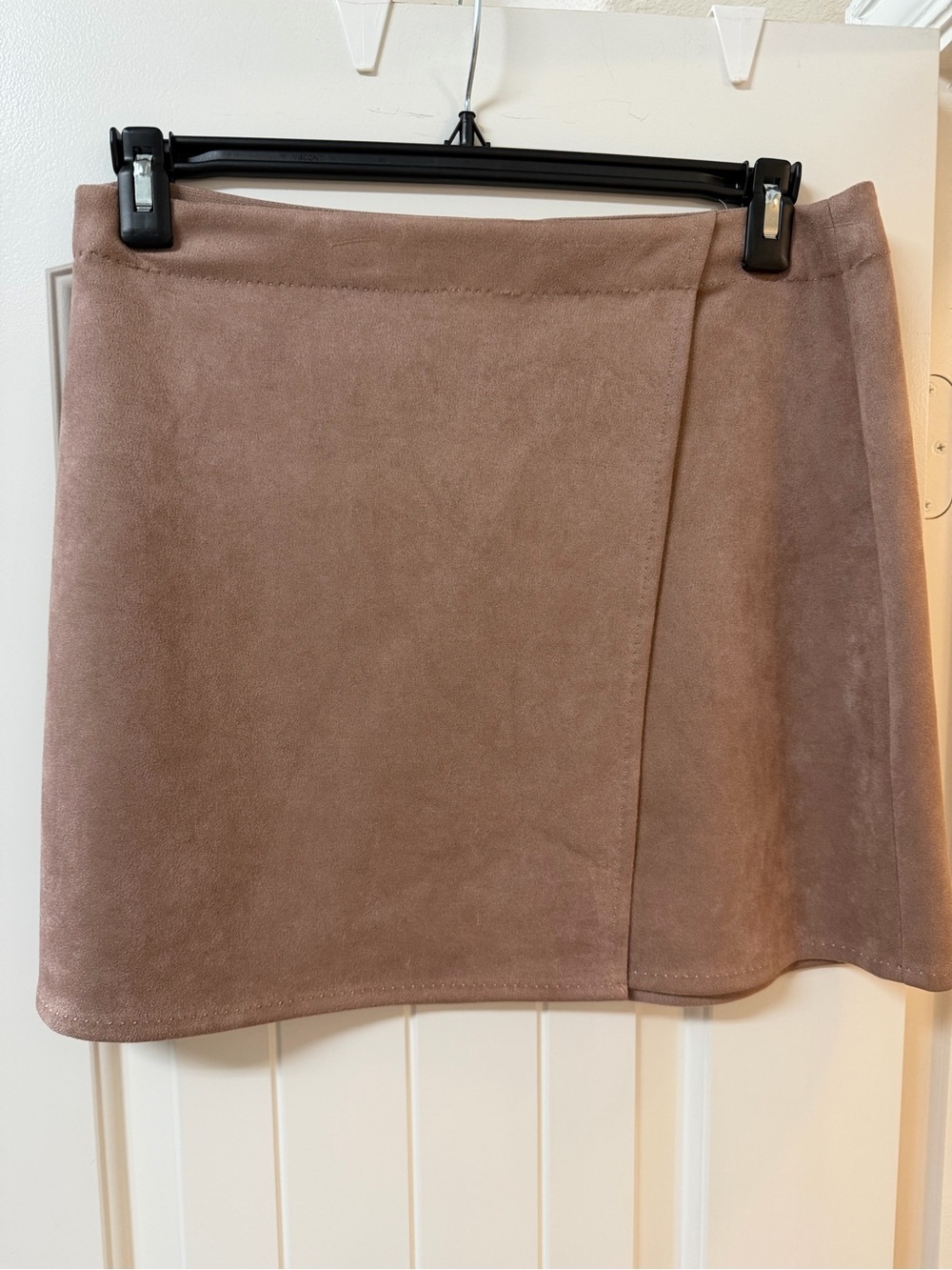 Max Studio Taupe Faux-Suede Mini Skirt